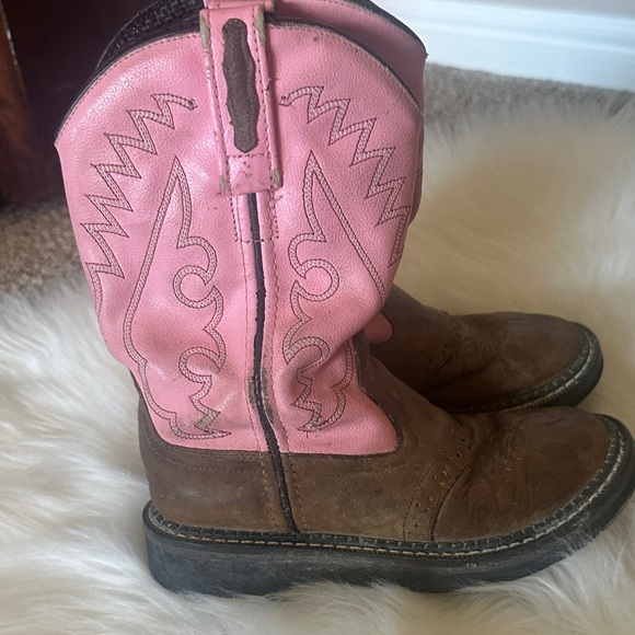 Old West Kids Boots in Pink and Brown - Picture 2 of 5